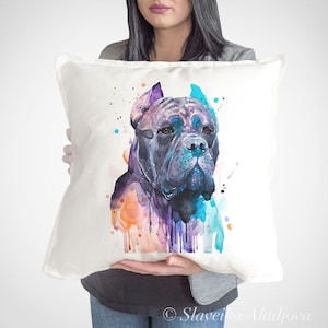 Cane Corso, funda de almohada de perro de Slaveika Aladjova, funda de cojín, funda de almohada decorativa, arte animal, mascota linda, cartel divertido