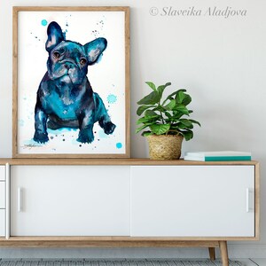 Black French Bulldog Baby watercolor painting print by Slaveika Aladjova, art, animal, illustration, home decor, gift, Contemporary, dog art image 7