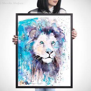 Blue Lion Limited Edition Watercolor Art Print by Slaveika Aladjova ...