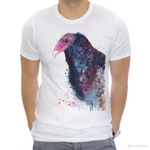 Turkey Vulture T-shirt, Watercolor art print Graphic Tees, Unisex, Women, Kids models, ring spun Cotton 100%, Bird T-shirt image 3