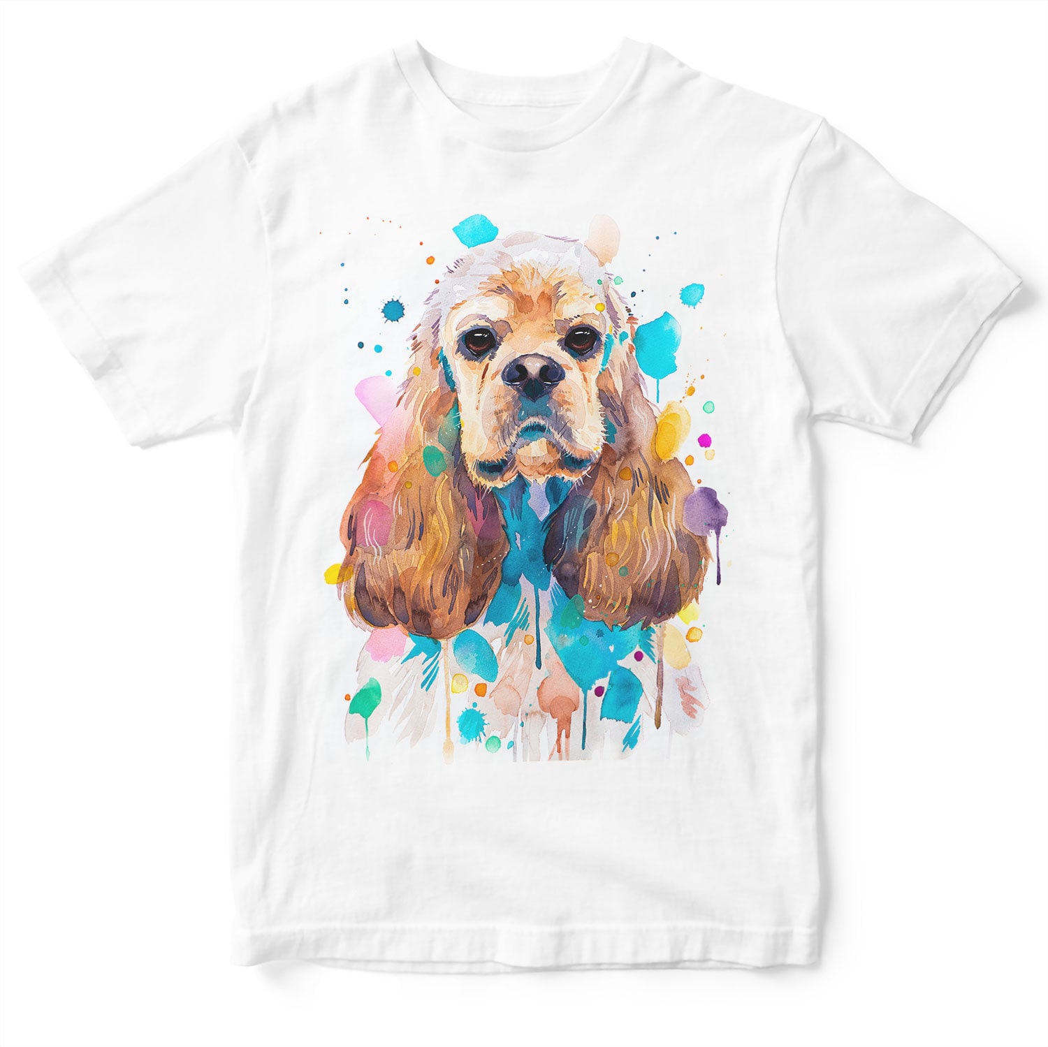 アメリカンコッカースパニエル犬Tシャツ、ユニセックスTシャツ、リング 