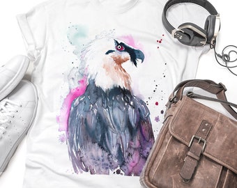 Bartgeier T-shirt, Unisex-T-Shirt, ringgesponnene Baumwolle 100%, Aquarelldruck T-Shirt, T-Shirt Kunst, T-Shirt Tier, XS, S, M, L, XL, XXL