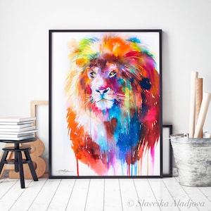 Lion Watercolor Painting Print by Slaveika Aladjova, Art, Animal ...