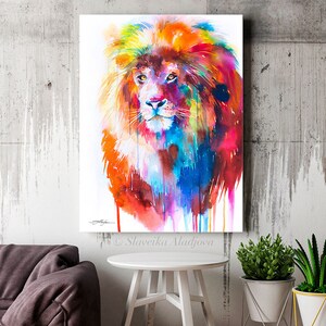 Lion Watercolor Painting Print by Slaveika Aladjova, Art, Animal ...