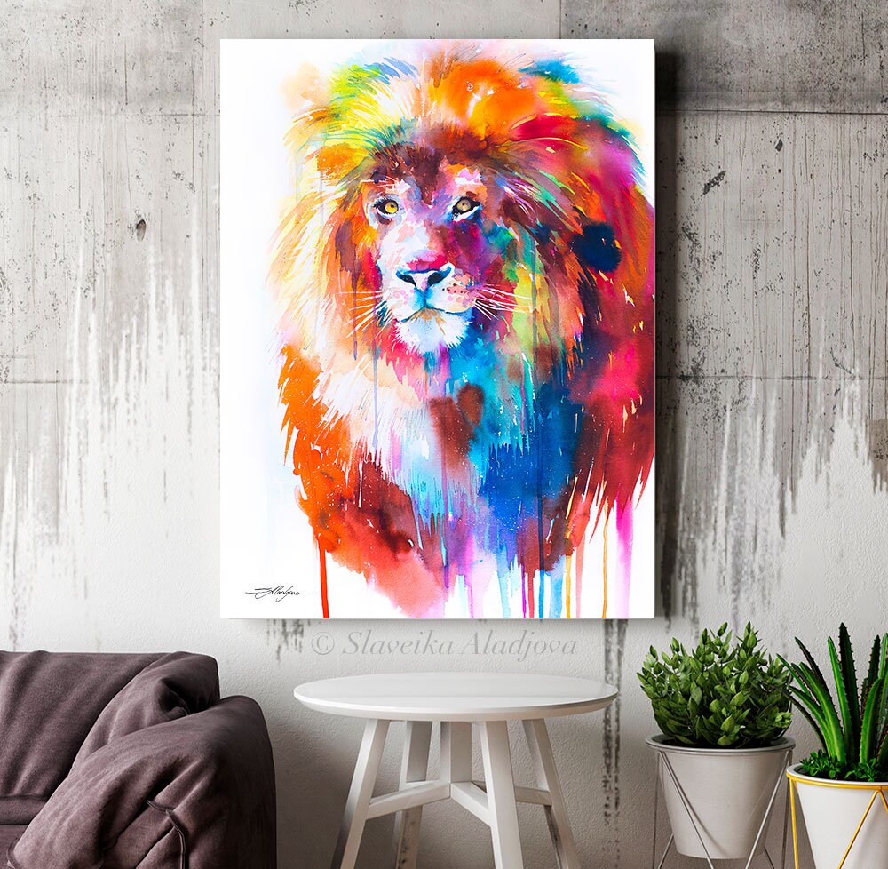 Lion Watercolor Painting Print by Slaveika Aladjova, Art, Animal ...
