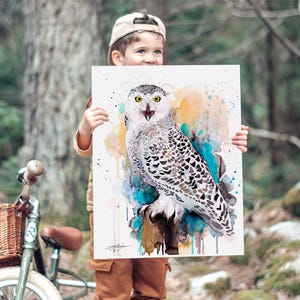 Snowy Owl watercolor painting print by Slaveika Aladjova, art, animal, illustration, bird, home decor, wall art, gift, Wildlife