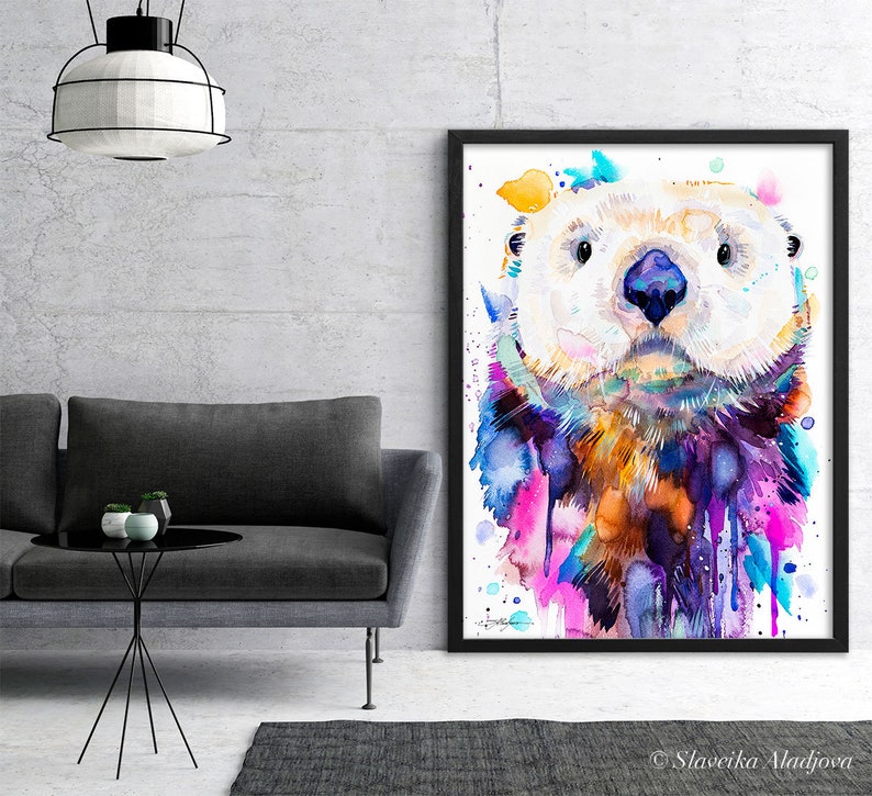 Sea Otter Watercolor Painting Print by Slaveika Aladjova Art - Etsy