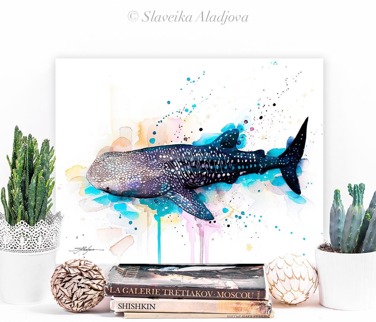 Whale Shark Reef Whale Shark Watercolor Canvas Print, Wall Art for Home or  Office, Whale Shark Decor Wall Art, Beach House Art -  UK