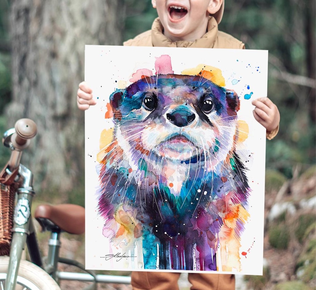 Otter Limited Edition Watercolor Art Print by Slaveika Aladjova, Animal ...