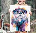 Otter Limited Edition Watercolor Art Print by Slaveika Aladjova, animal, illustration, home decor, Nursery, gift, Wildlife, wall art product logo