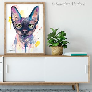 Sphynx Cat Limited Edition Watercolor Art Print by Slaveika Aladjova ...