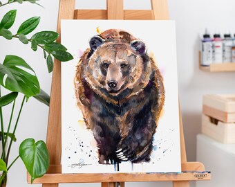 絵画。原画【ビールと熊】 アメリカ🇺🇸から オリジナルの原画製作のオーダーをいただき