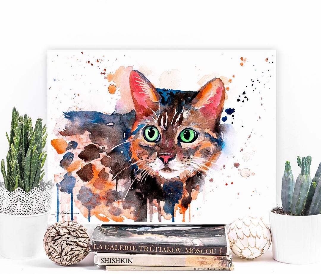 Bengal Cat Limited Edition Watercolor Art Print by Slaveika Aladjova ...