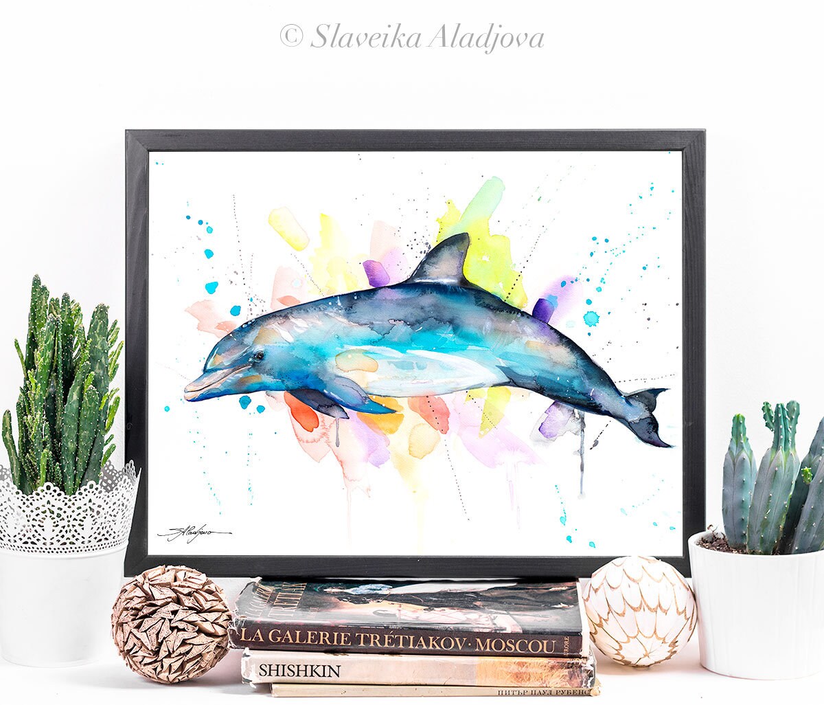Bottlenose Dolphin Limited Edition Watercolor Art Print by Slaveika ...