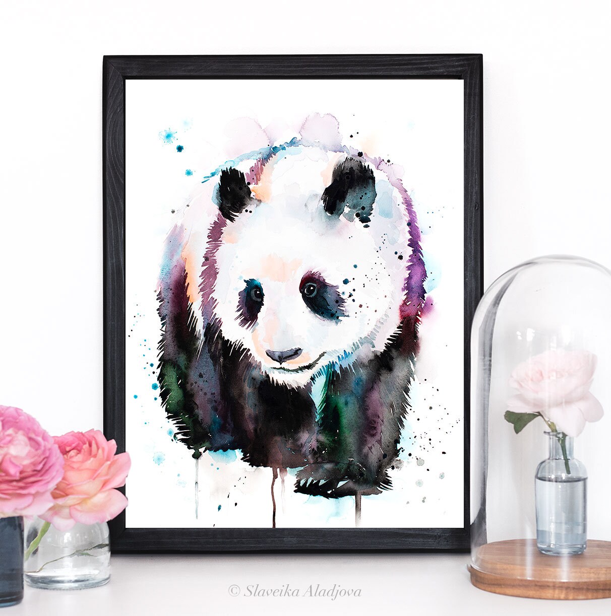 スラヴェイカ・アラジョヴァ作 パンダの限定版水彩画アートプリント