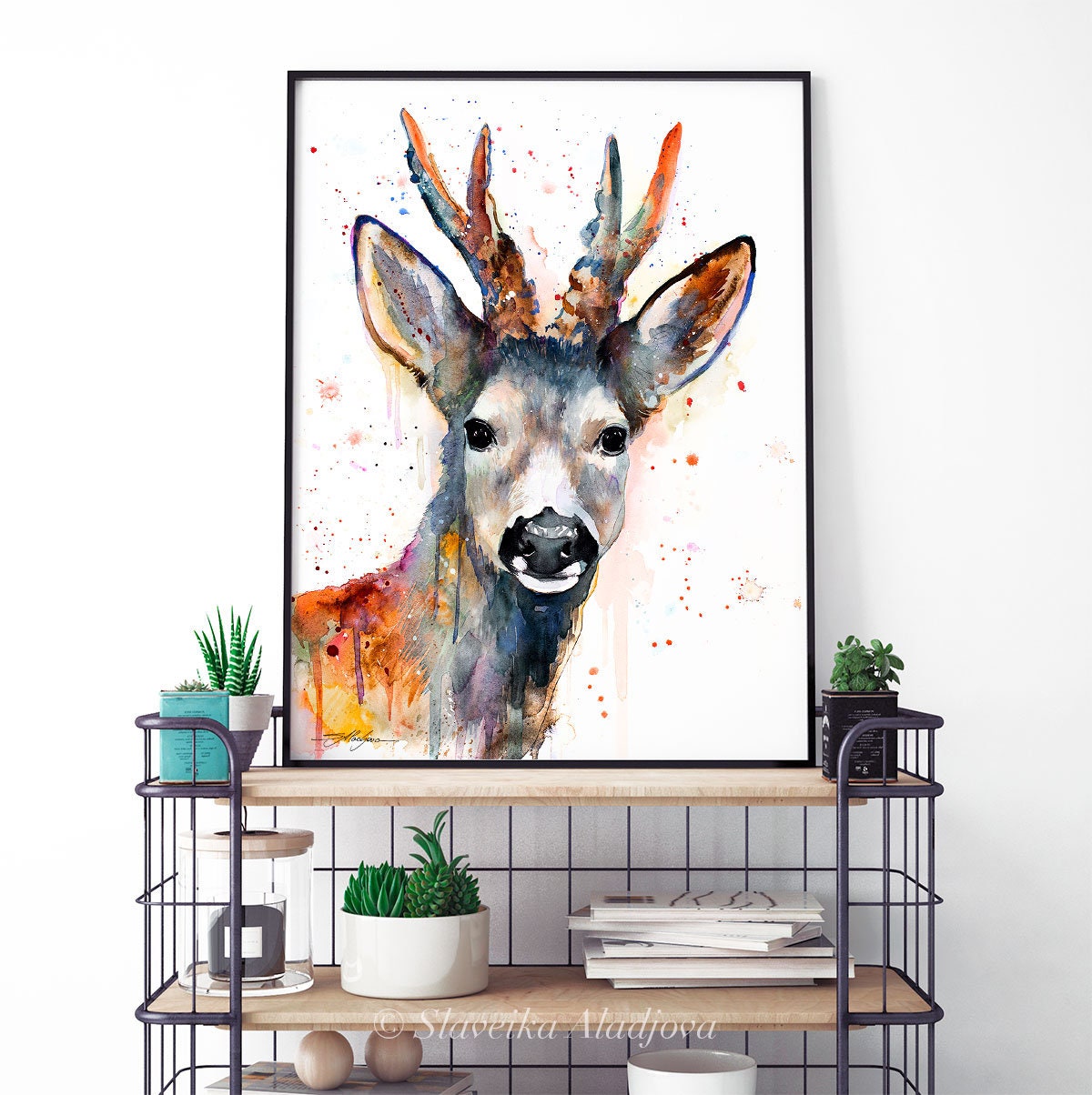 Roe Deer Watercolor Painting Print by Slaveika Aladjova, Art, Animal ...