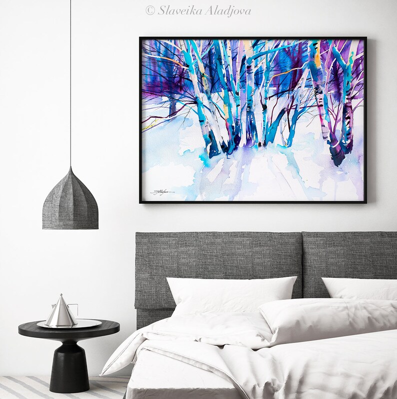 Birches Landscape Limited Edition Watercolor Art Print by Slaveika ...