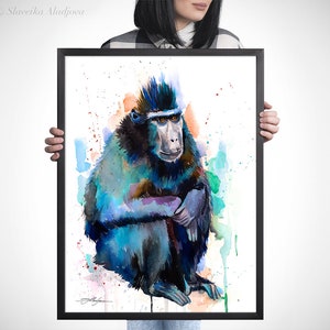 Celebes Crested Macaque Watercolor Painting Print by Slaveika Aladjova ...