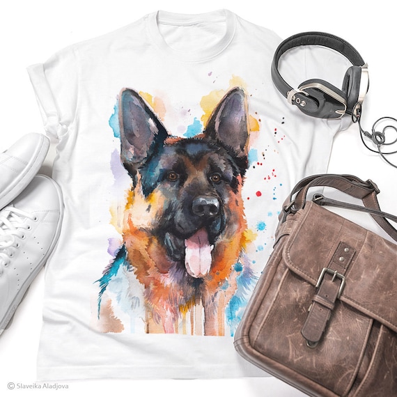 T shirt berger allemand T shirt unisexe coton file a lanneau 100 imprime aquarelle T shirt art T shirt animal XS S M L XL XXL Etsy France
