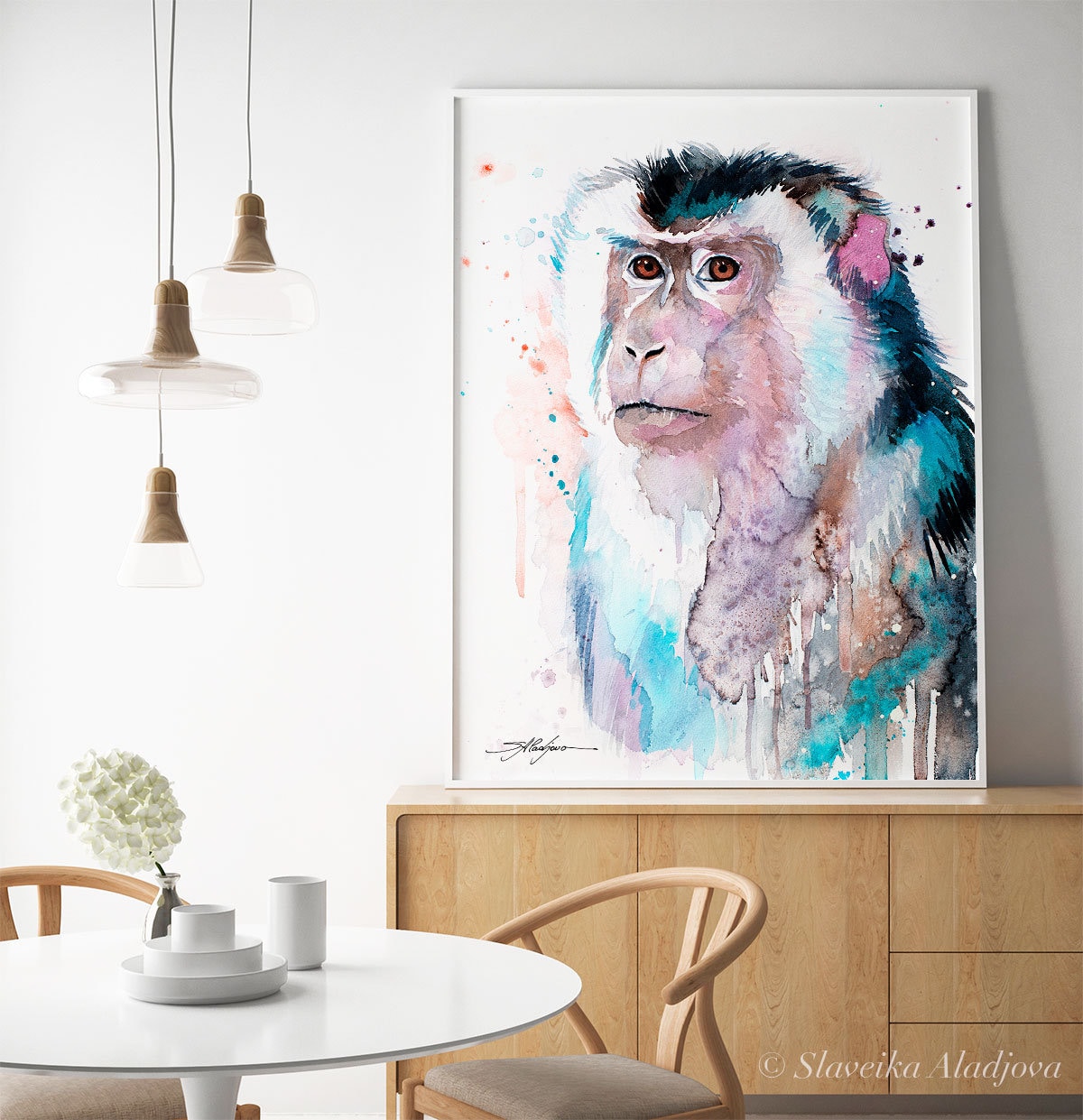 Macaque Watercolor Painting Print by Slaveika Aladjova Art | Etsy