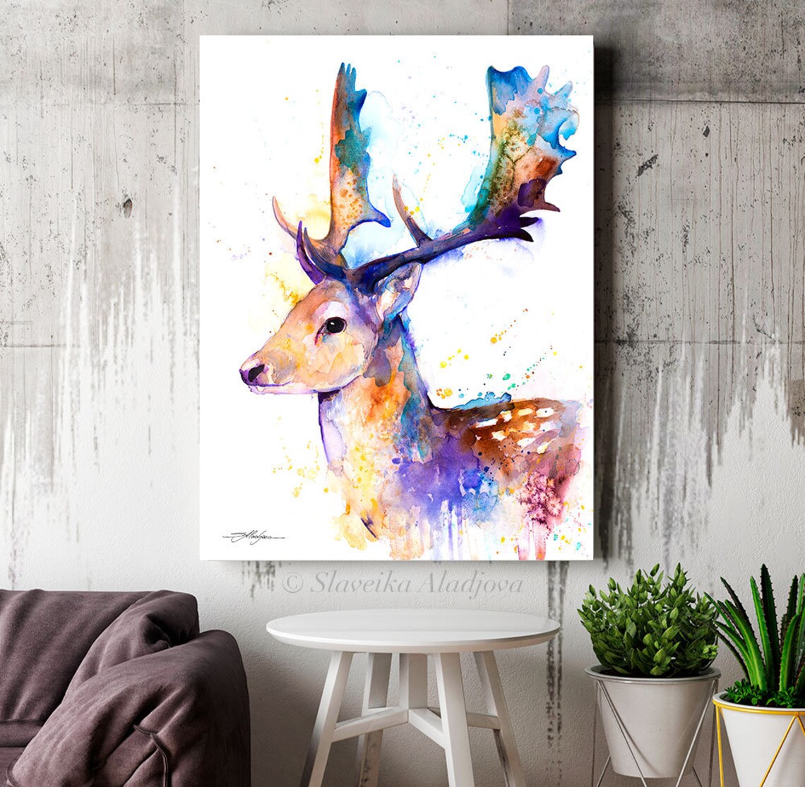 Fallow Deer Watercolor Painting Print by Slaveika Aladjova - Etsy