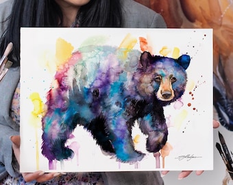 American black bear Limited Edition Watercolor Art Print by Slaveika Aladjova, animal, illustration, home decor, Nursery, gift, Wildlife