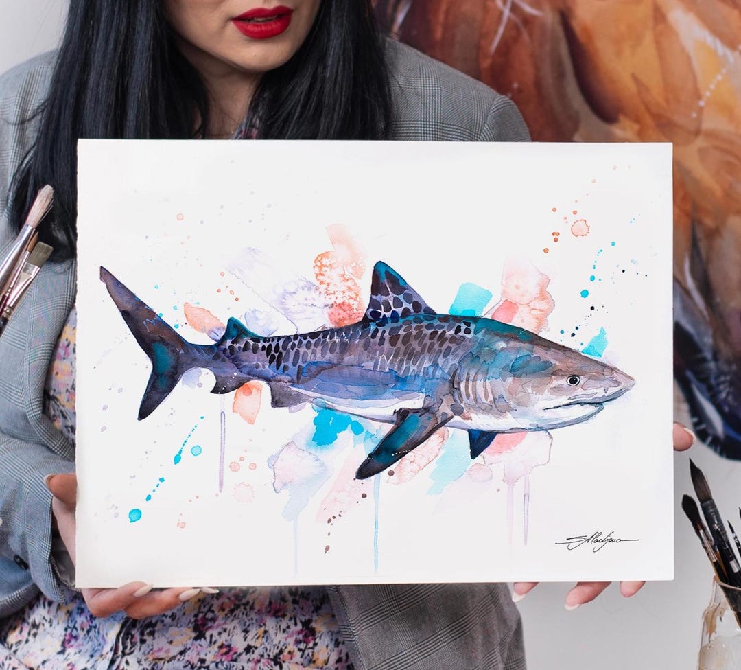 Tiger Shark Limited Edition Watercolor Art Print by Slaveika Aladjova ...