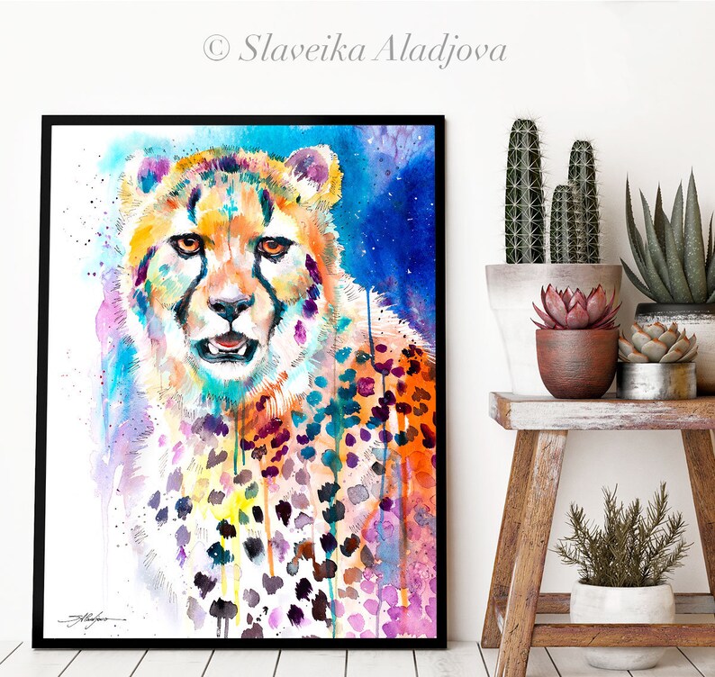 Cheetah Watercolor Painting Print by Slaveika Aladjova - Etsy UK