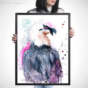 Bearded Vulture Watercolor Painting Print by Slaveika Aladjova, Art ...
