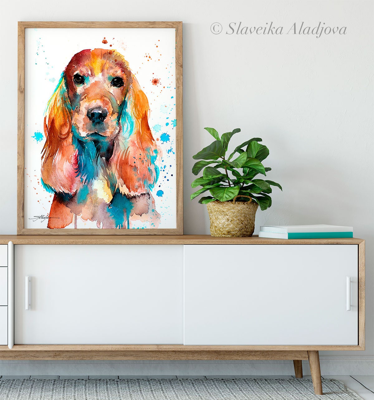 English Cocker Spaniel watercolor painting print by Slaveika Aladjova