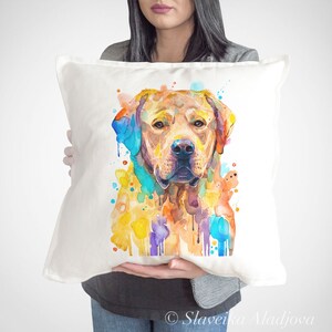 Labrador Retriever, funda de almohada de perro de Slaveika Aladjova, funda de cojín, funda de almohada decorativa, arte animal, mascota linda, cartel divertido