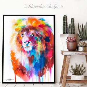 Lion Watercolor Painting Print by Slaveika Aladjova, Art, Animal ...