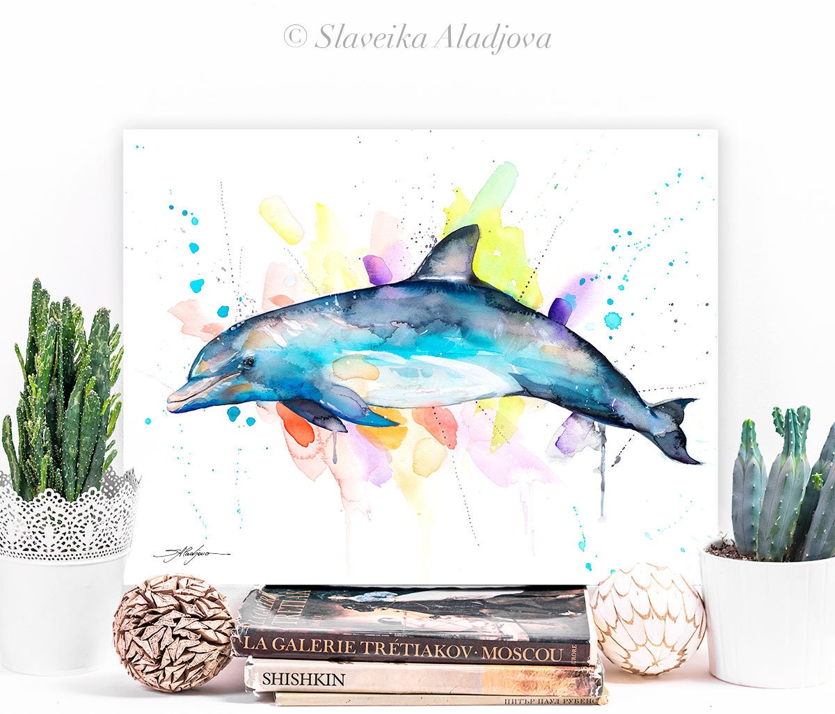 Bottlenose Dolphin Watercolor Painting Print by Slaveika Aladjova, Art ...