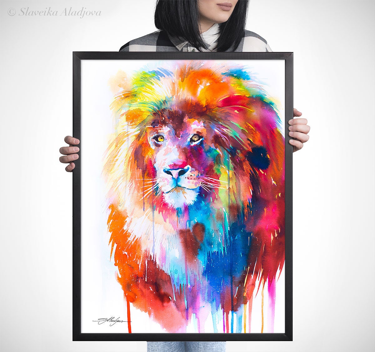Lion Watercolor Painting Print by Slaveika Aladjova, Art, Animal ...