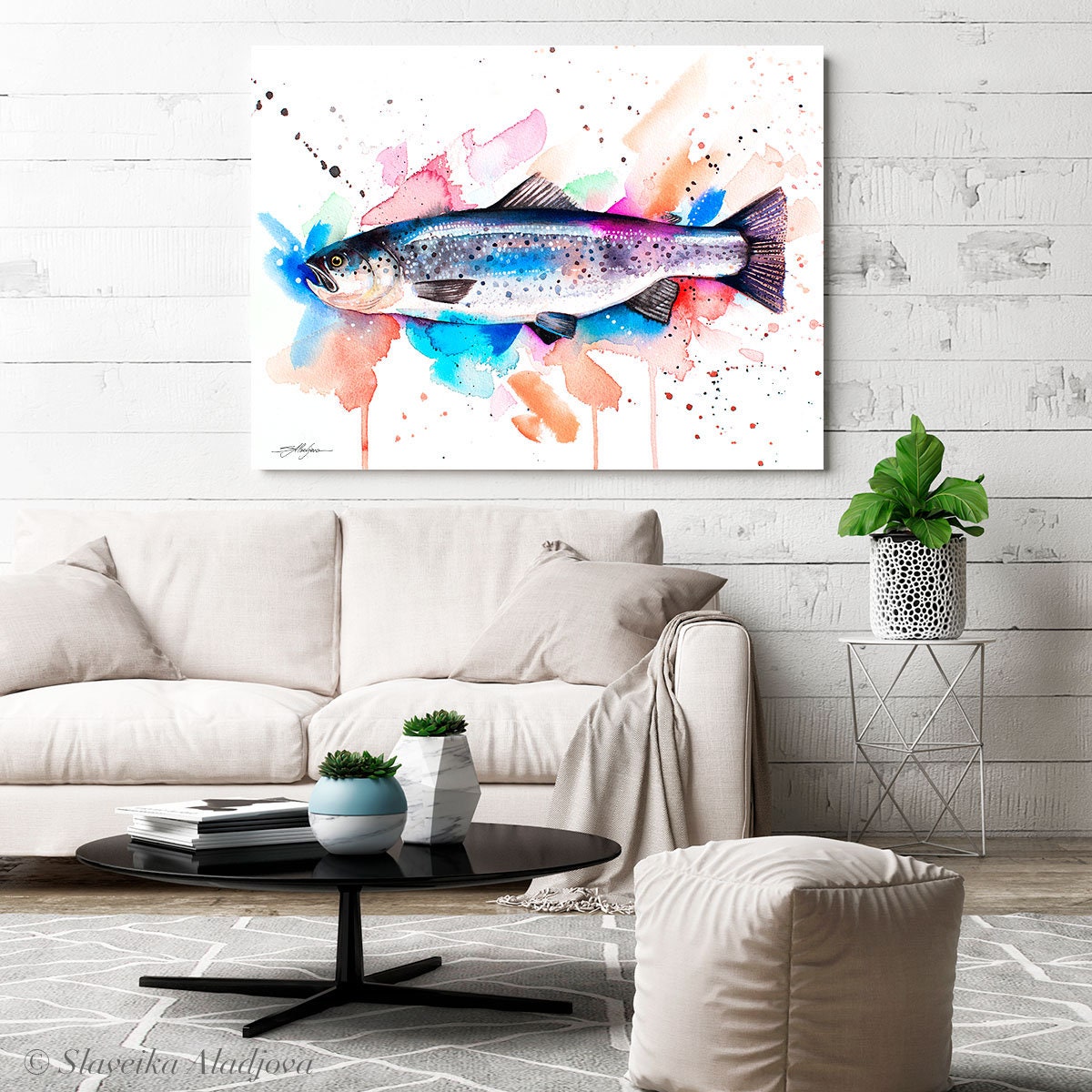 Atlantic Salmon Fish Limited Edition Watercolor Art Print by Slaveika ...