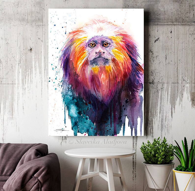 Golden Lion Tamarin Watercolor Painting Print by Slaveika Aladjova, Art ...