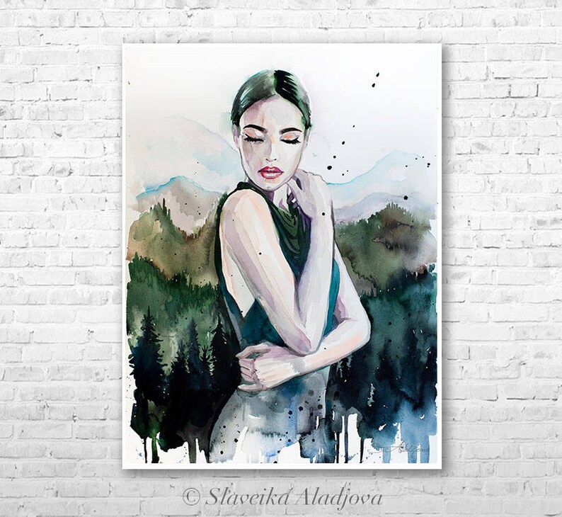 Mountain Girl Watercolor Painting Print by Slaveika Aladjova - Etsy