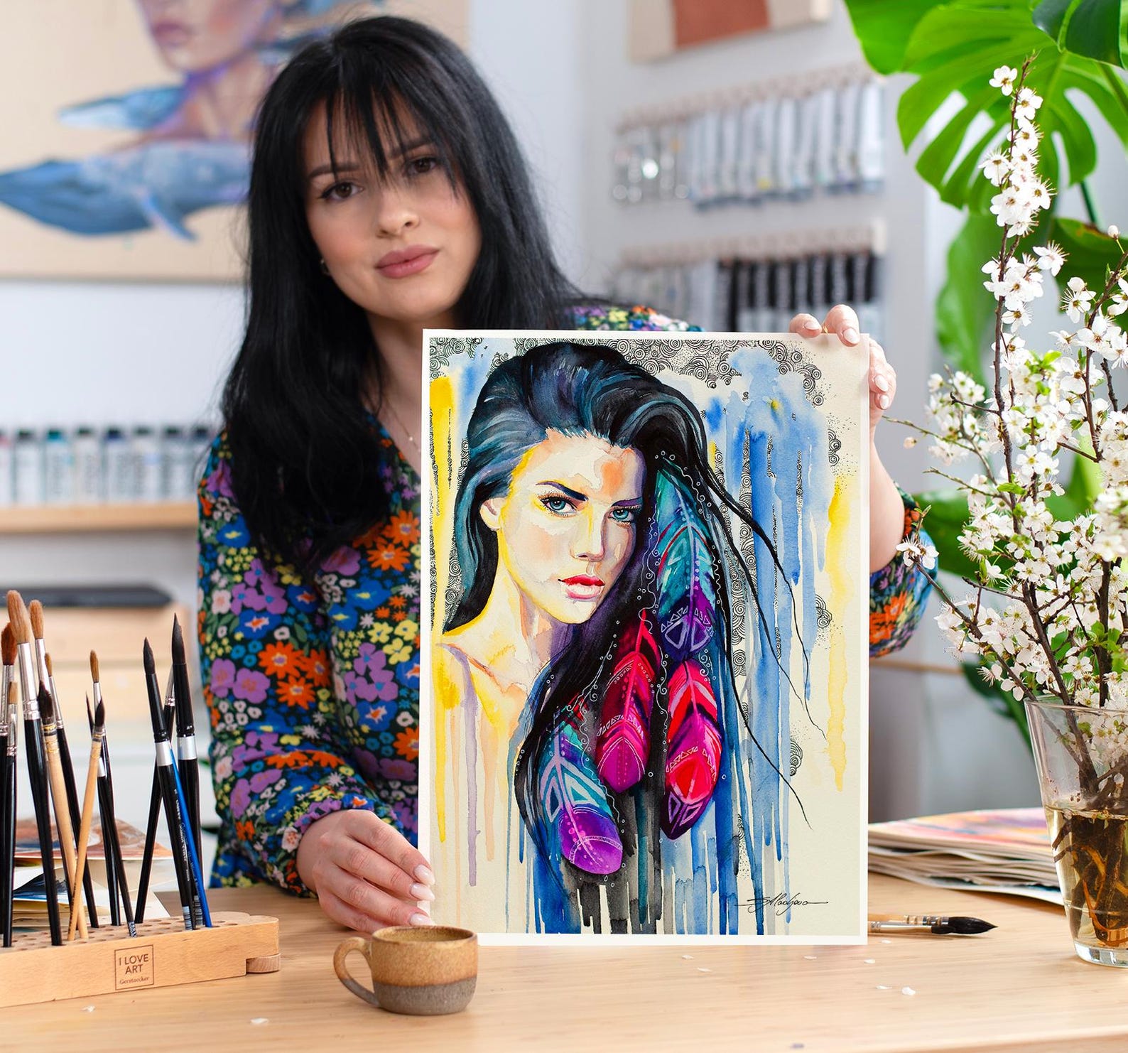 Colorful Feathers Limited Edition Watercolor Art Print by Slaveika ...