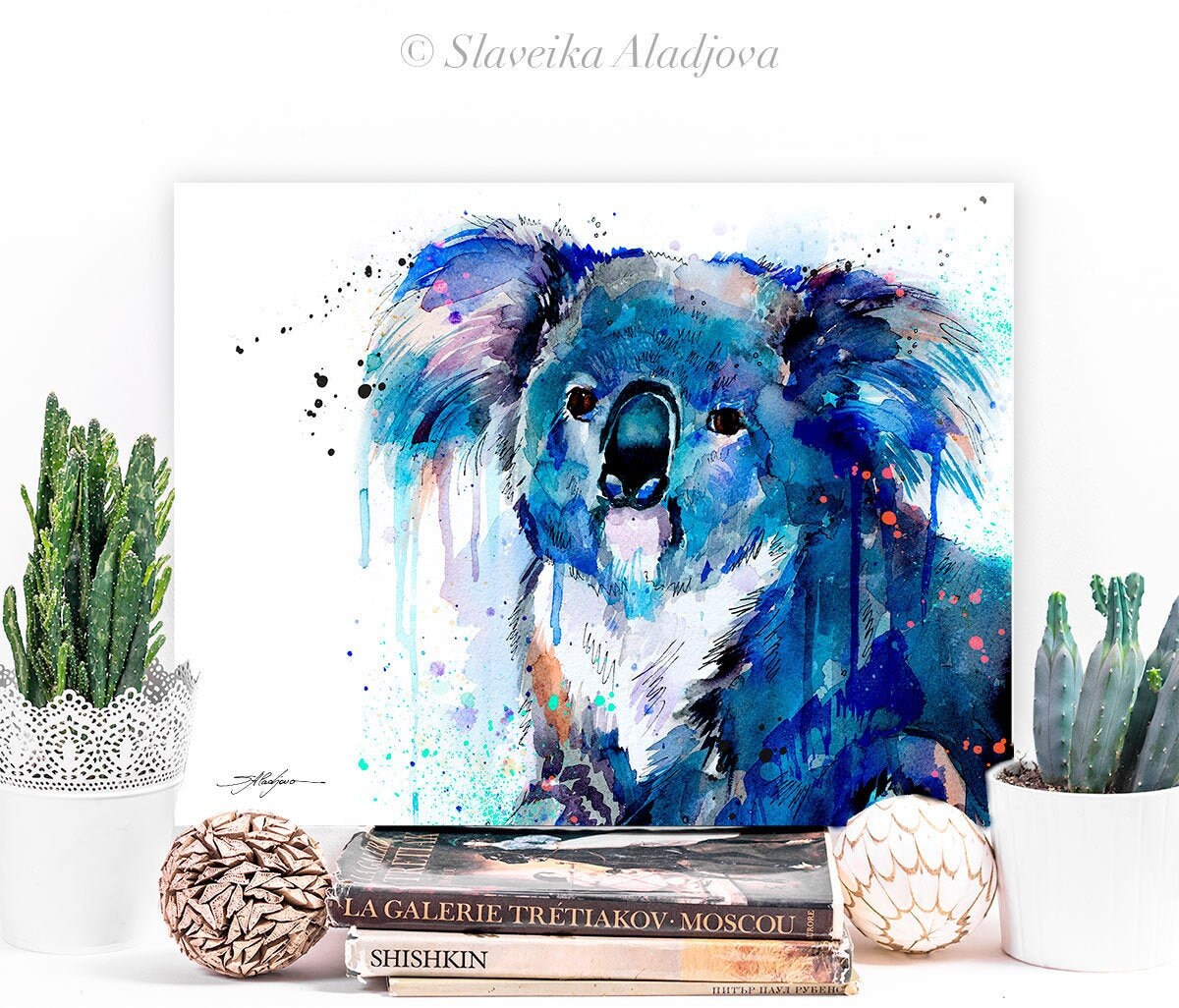 Koala watercolor painting print by Slaveika Aladjova, art, animal