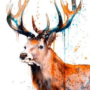 Red Deer Stag Watercolor Painting Print by Slaveika Aladjova, Art ...