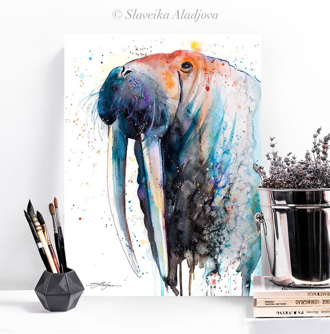 Walrus Watercolor Painting Print by Slaveika Aladjova Large - Etsy