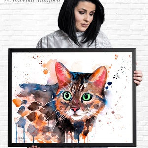 Bengal Cat Limited Edition Watercolor Art Print by Slaveika Aladjova ...