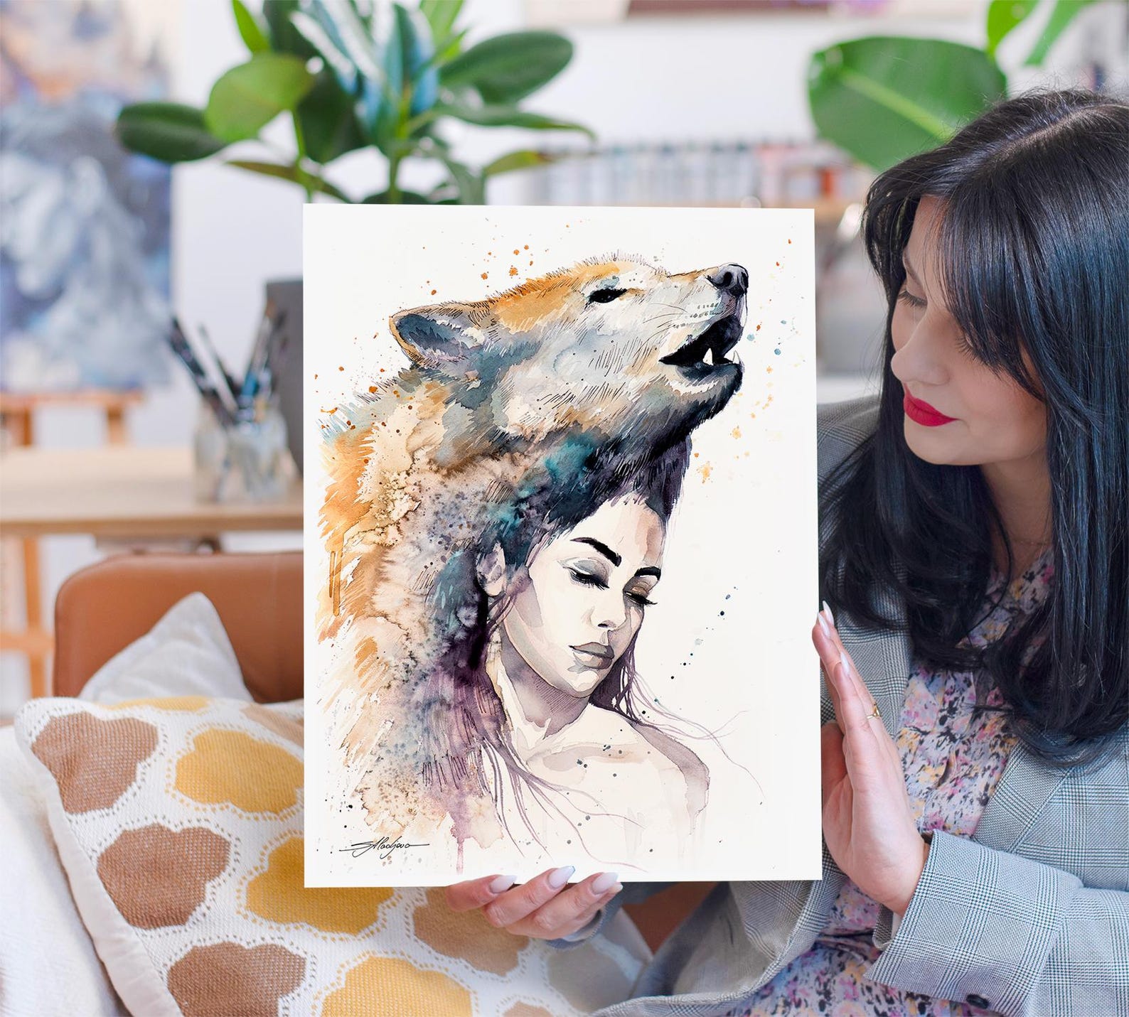 Wolf Girl Limited Edition Watercolor Art Print by Slaveika Aladjova ...