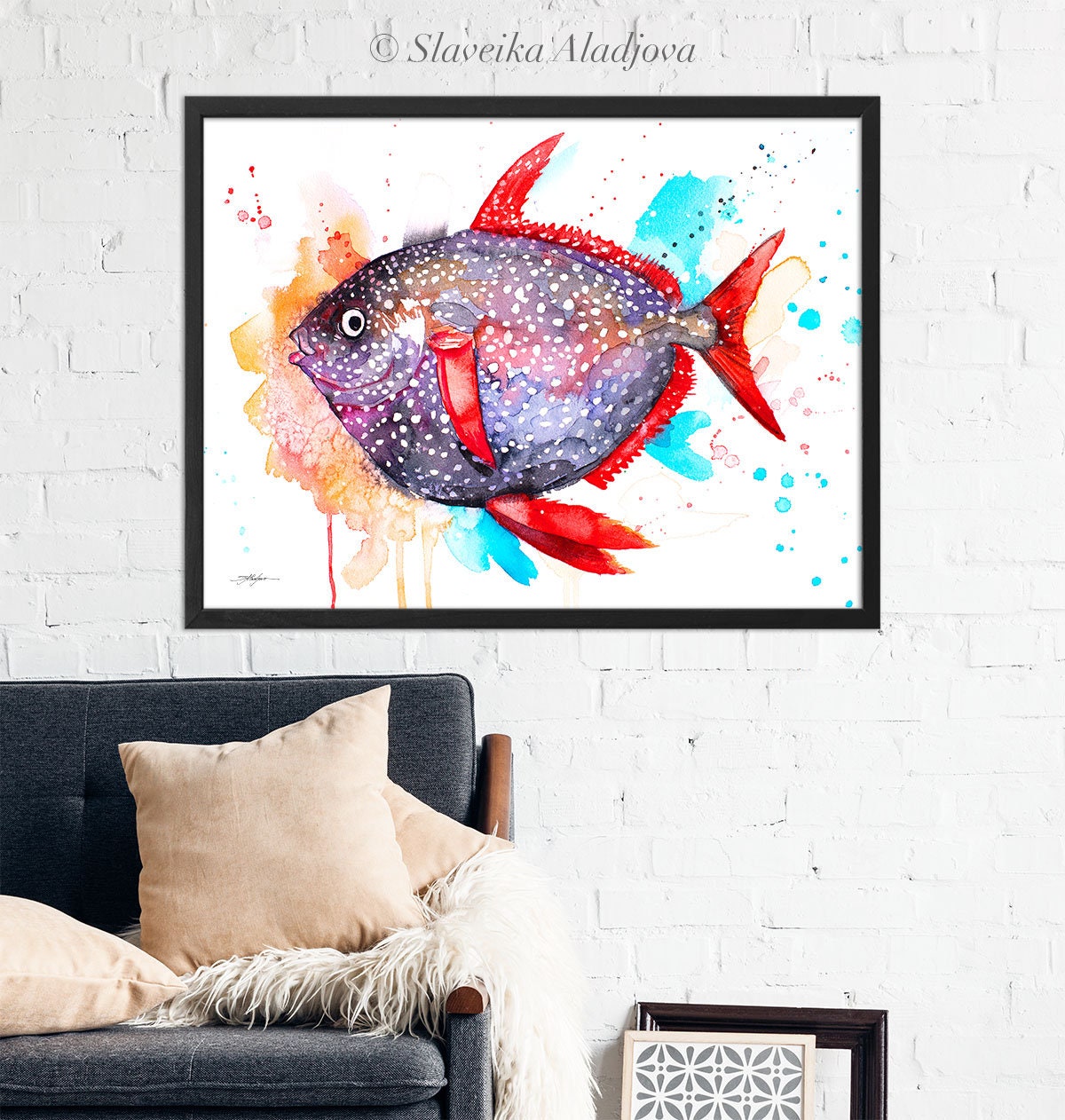 Opah Moonfish Sunfish Watercolor Painting Print by Slaveika Aladjova ...