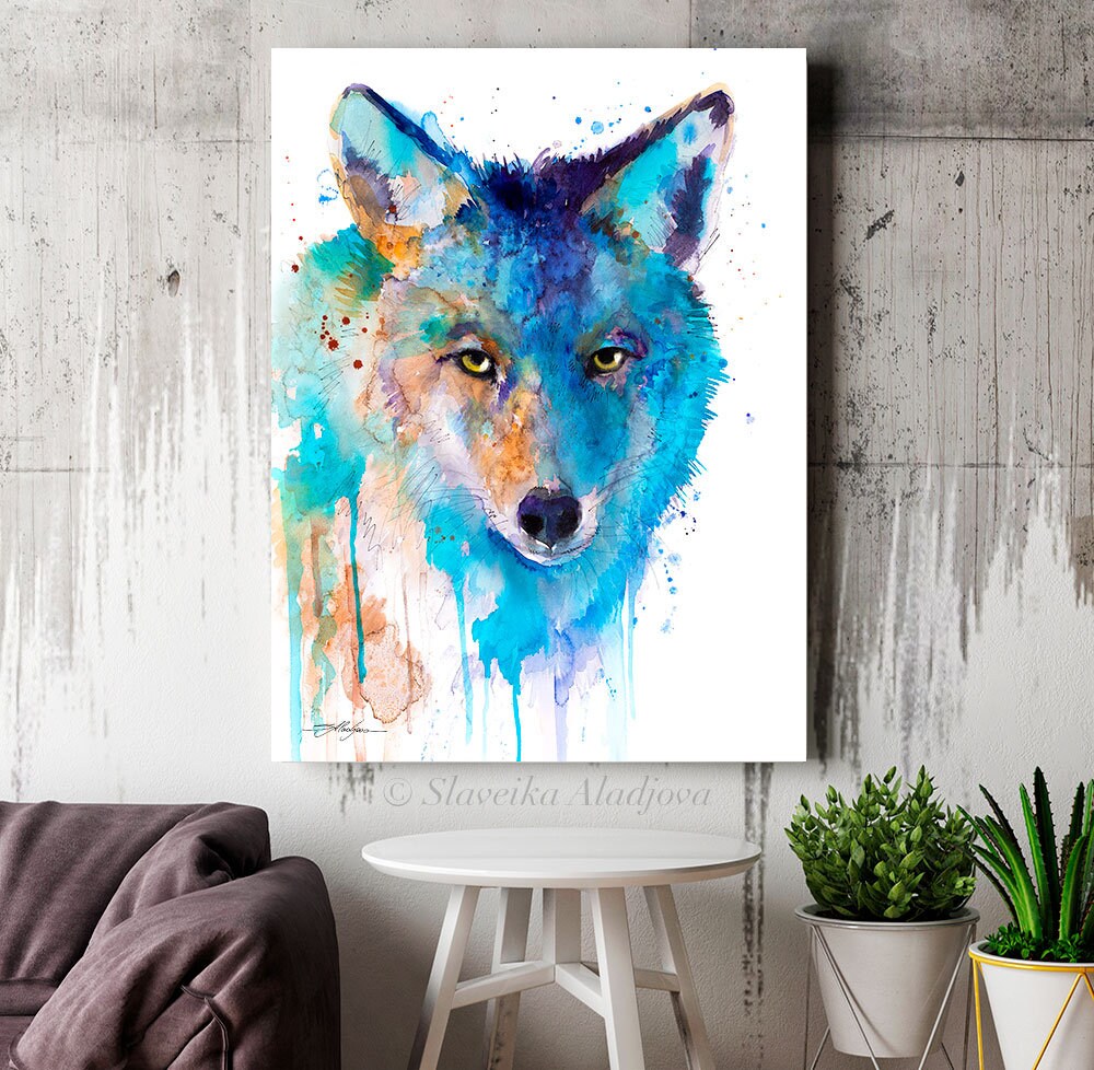 Coyote watercolor painting print by Slaveika Aladjova, art, animal ...