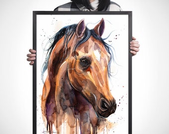 レア物！陶器の可愛いい子馬の絵画 Slaveika Aladjova によるサラブレッド馬の水彩画プリント、動物