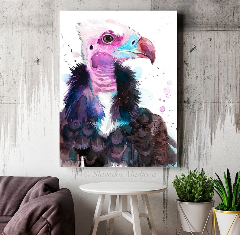 White-headed Vulture Watercolor Painting Print by Slaveika Aladjova ...