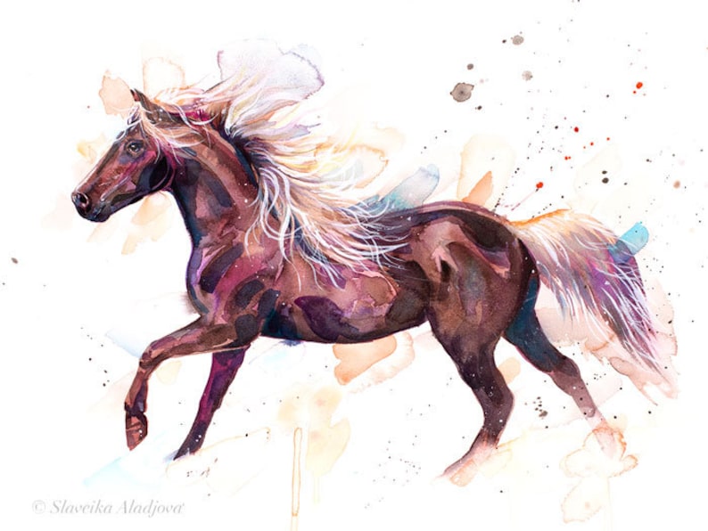 Rocky Mountain Horse watercolor painting print by Slaveika Etsy