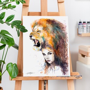 Lion Girl Limited Edition Watercolor Art Print by Slaveika Aladjova ...