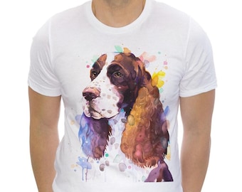 English Springer Spaniel T-shirt, Unisex T-shirt, watercolor print T-shirt, T shirt art, T shirt animal,